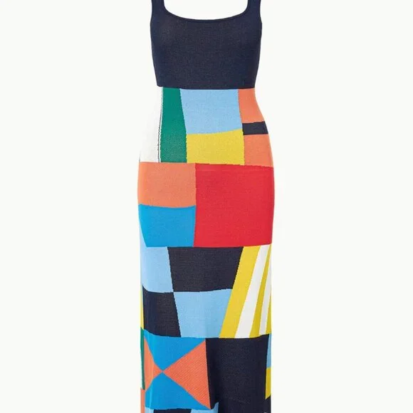 STAUD Colorblock Midi Dress - Multicolor - Picture 3 of 8